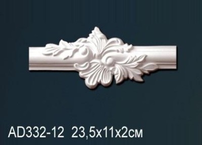 Угловой элемент с орнаментом Перфект AD332-12 235х110 мм белый полиуретан