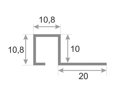 Профиль П-образный из нержавеющейстали 10х10 мм SBP110-10H SG Серебро глянец 2,7 м