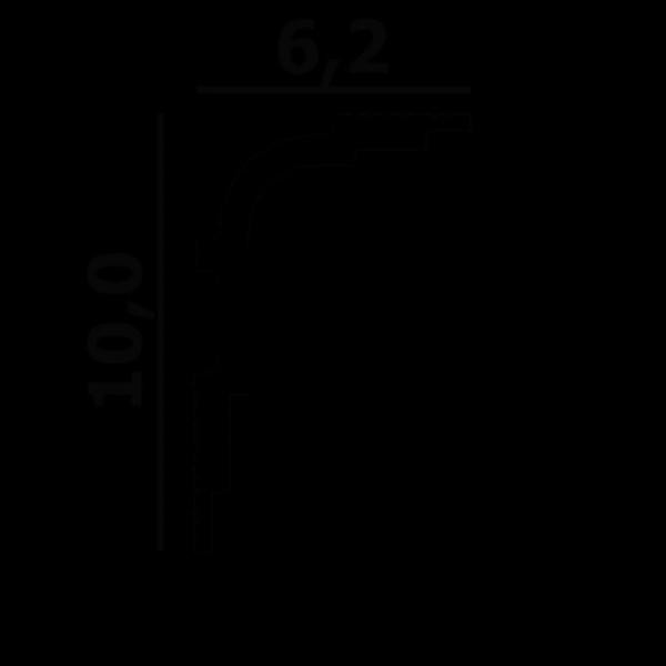 Потолочный плинтус Перфект Плюс P102 белый ударопрочный полимер 100х62 2 м