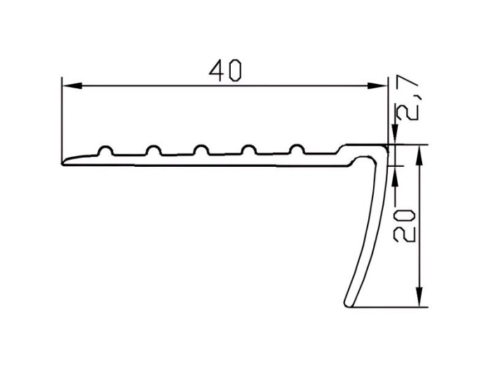 Угловой резиновый порог 20х40 мм Евроступень У-40 коричневый 12 м бухта