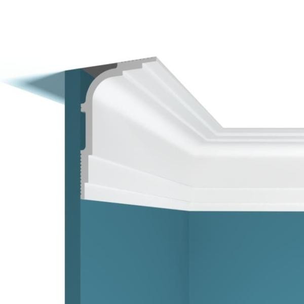 Потолочный плинтус Перфект Плюс P103 белый ударопрочный полимер 120х74 2 м