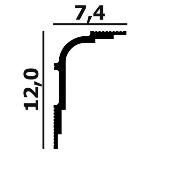 Потолочный плинтус Перфект Плюс P103 белый ударопрочный полимер 120х74 2 м