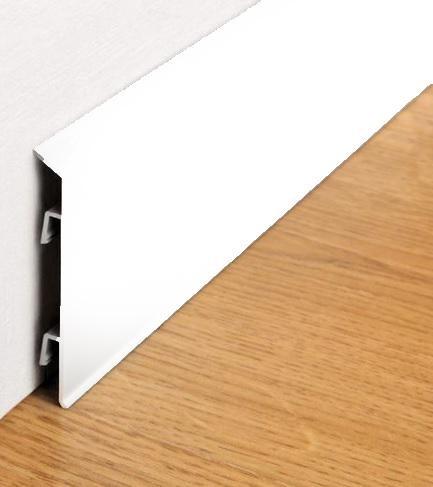 Напольный алюминиевый плинтус 70 мм ПТ-70 белый 3 м