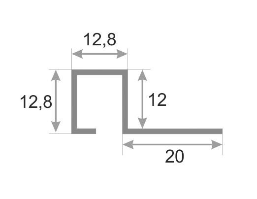 Профиль П-образный из нержавеющейстали 12х12 мм SBP110-12H SGB Серебро глянец браш 2,7 м