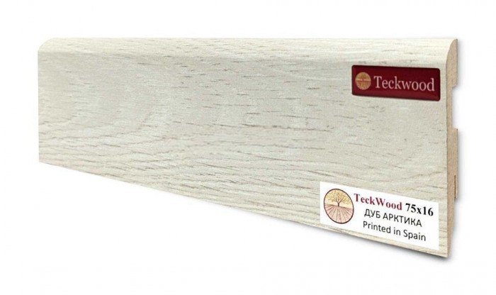 Плинтус для пола 75х16 мм Teckwood Дуб Арктика цветной МДФ 2.15 м