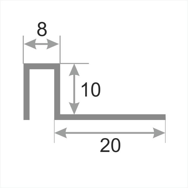 Стальной П-профиль закладной 8х10 мм SBP017-10H SGB серебро глянец браш 2,7м