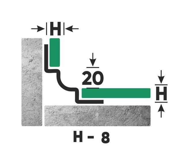 Стальной профиль для внутренних углов закладной 8 мм FWM 8 S сатинированная сталь 2,7 м