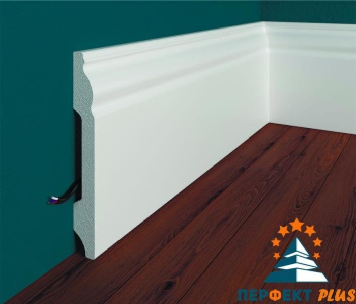 Напольный плинтус Перфект Плюс P15 99 мм 2 м белый ударопрочный полимер