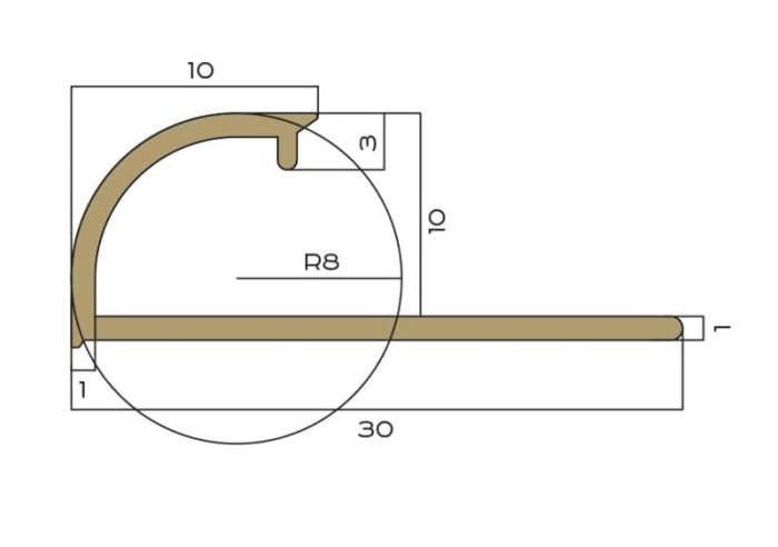 С-профиль из латуни полукруглый 10 мм NEEXY PVL17-01 P полированный 2.7м