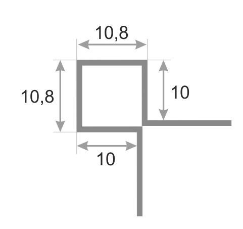 Угловой квадратный профиль из нержавеющей стали 10х10 мм SB020-10H SGB Серебро глянец браш 2,7 м