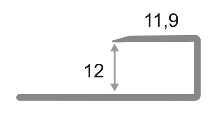 Профиль алюминиевый П-образный ПО-П12 Серебро глянец 2,7 м