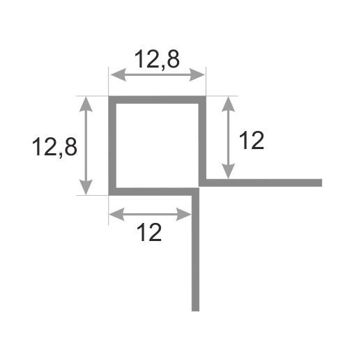 Угловой квадратный профиль из нержавеющей стали 12х12 мм SB020-12H SG Серебро глянец 2,7 м