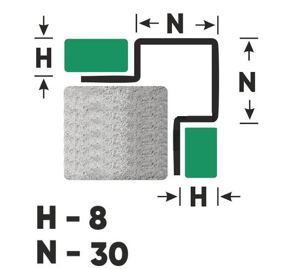 Антивандальный профиль для плитки FMP 8х30 GM Золото сатинированное 2,7 м