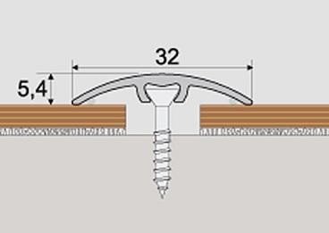 Алюминиевый порог одноуровневый 32 мм Effector A-66 Е01 Серебро глянец 2,7 м