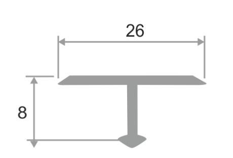 Алюминиевый Т-профиль ПТ-26 Светло-серый муар 2,7 м