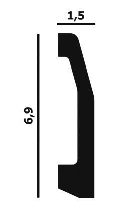Напольный плинтус Перфект Плюс P19 69 мм 2 м белый ударопрочный полимер