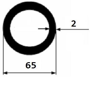Труба круглая алюминий 65х2 мм 3 м