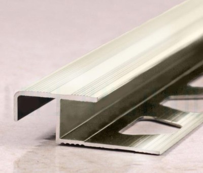 Алюминиевый профиль Z-образный под плитку 10 мм с рифлением ПО-02 Бронза светлая глянец 2,7 м