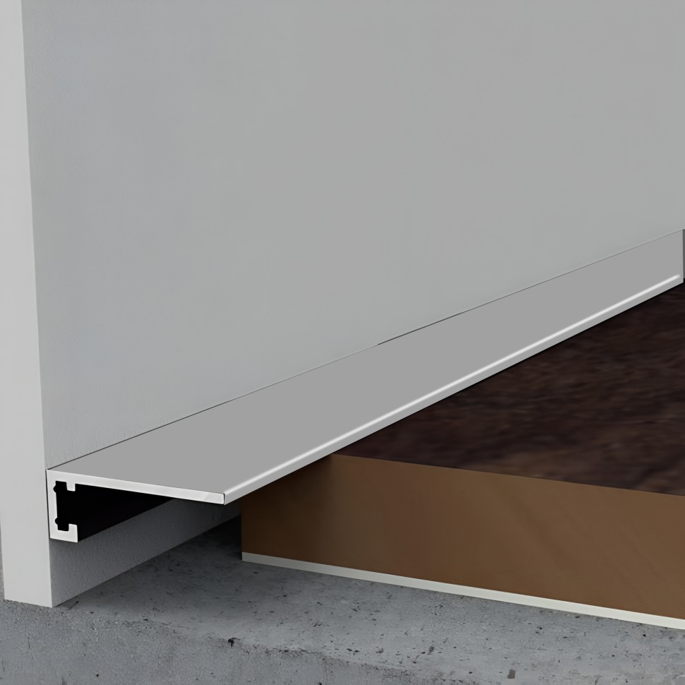 Щелевой миниплинтус из алюминия 6х16 мм Мега-Трейд МП-6-3м 9121 серебро 3 м