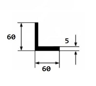 Уголок алюминиевый 60х60х5 мм 3 м