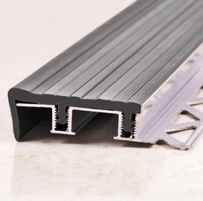 Профиль закладной противоскользящий 46х10 мм Евроступень ZXL Серый 2,5 м