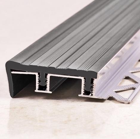 Профиль закладной противоскользящий 46х10 мм Евроступень ZXL Серый 2,5 м