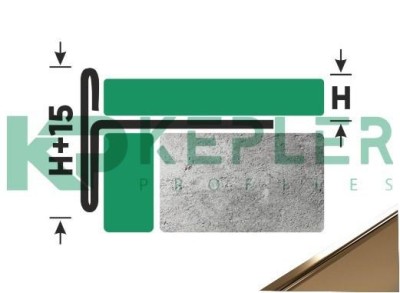 Торцевой Т-профиль стальной закладной 15 мм FFT 15 GP золото полированное 2,7 м