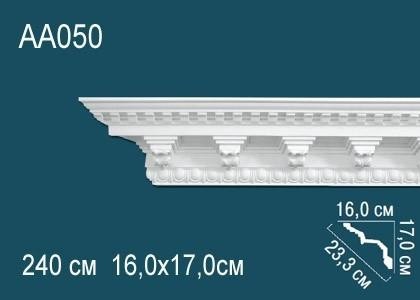 Потолочный плинтус с орнаментом Перфект AA050 170х233х160 мм 2,4 м белый полиуретан