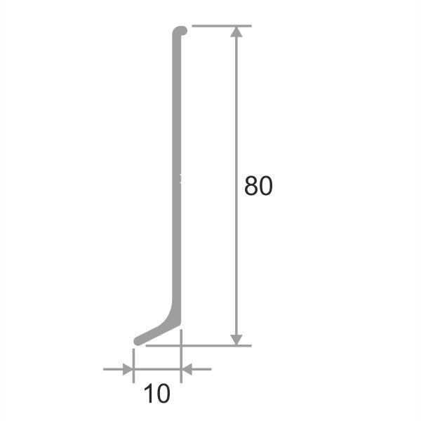 Плинтус для пола из алюминия 80х10 мм ПЛ-80-00 Алюминий 3 м
