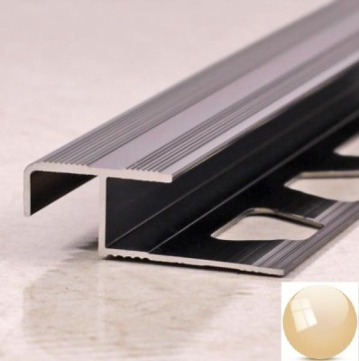 Алюминиевый профиль Z-образный под плитку 10 мм с рифлением ПО-02 Розовый глянец 2,7 м