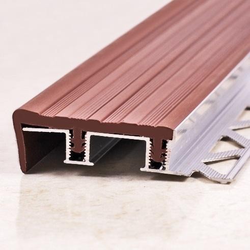 Профиль закладной противоскользящий 46х10 мм Евроступень ZXL Коричневый 2,5 м