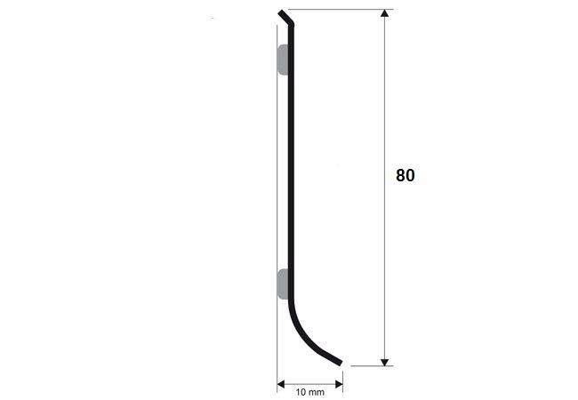 Напольный плинтус алюминиевый Евротрим L-80 2156 80 мм Матовое серебро 2,95 м