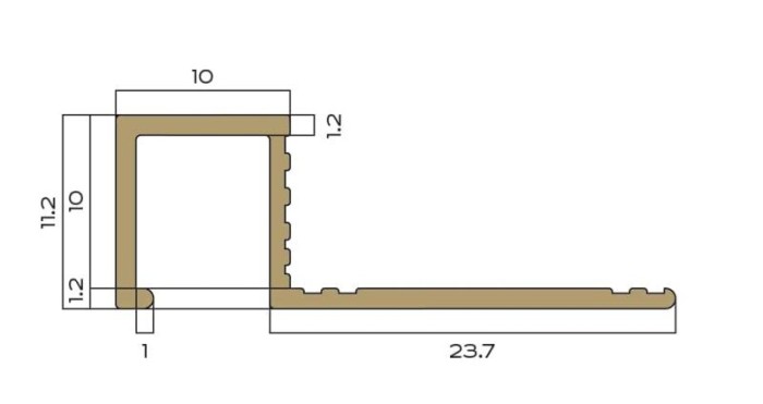 П-профиль из латуни закладной 10х10 мм NEEXY PVL31-01 P полированный 2.7м