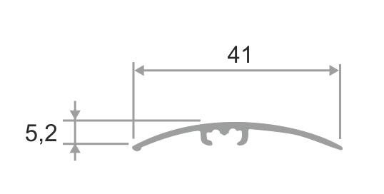 Разноуровневый алюминиевый порог 41 мм ПО-41 Серебро глянец 2,7 м