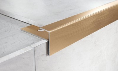 Профиль F-образный из нержавеющей стали 8 мм FF 8 GM Золото сатинированное 2,7 м