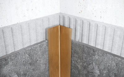 Внутренний уголок из нержавеющей стали 90х90 FLV 90 GM Золото сатинированное 3 м