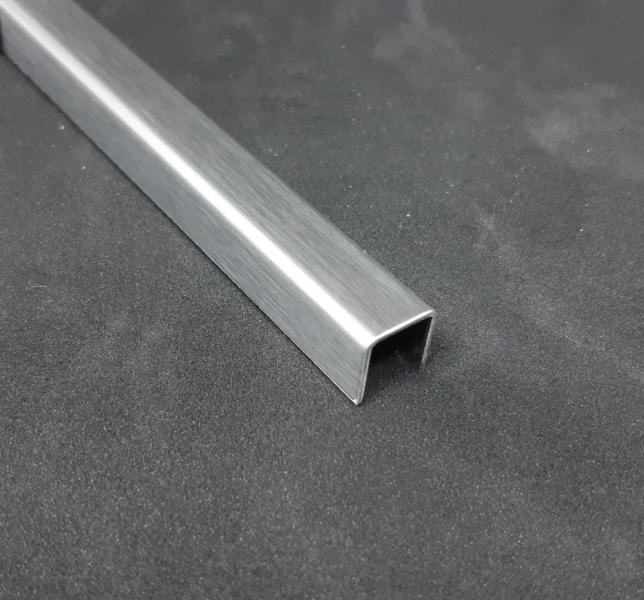 П-профиль из нержавеющей стали 15х10 мм SUP15-10H SGB серебро глянец браш 2,7м