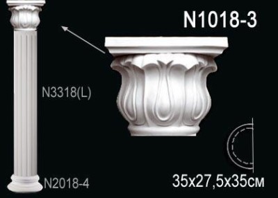 Капитель полуколонны Перфект N1018-3 275х350х175 мм белый полиуретан