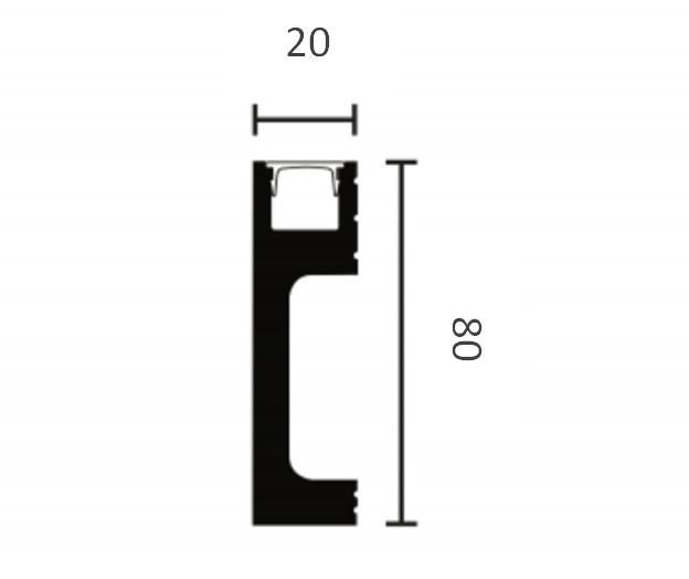 Черный напольный плинтус скрытого освещения NMC Wallstyl IL10 BL 80х20 мм 200 см