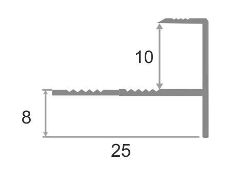 Профиль F-образный гибкий с рифлением из алюминия ПФ-11 Серебро глянец 2,7 м
