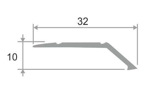 Разноуровневый порог из алюминия с насечками 32х10 мм ПО-32х10 Бронза матовая 2,7 м