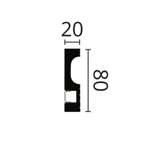 Черный напольный плинтус скрытого освещения NMC Wallstyl IL11 BL 80х20 мм 200 см