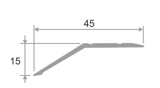 Разноуровневый порог из алюминия с насечками 45х15 мм ПО-45х15 Серебро матовое 2,7 м