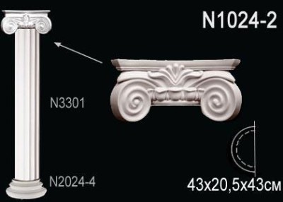 Капитель полуколонны Перфект N1024-2 205х430х215 мм белый полиуретан