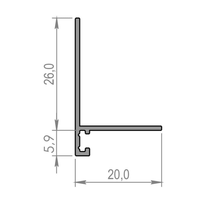 Щелевой миниплинтус из алюминия с заходом на стену 20х32 мм Мега-Трейд МП-32-3м 2334 белый муар RAL 9016 3 м
