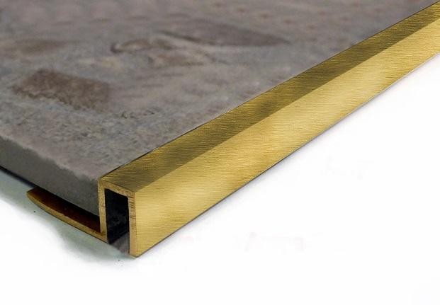 Профиль П-образный закладной из латуни 10х10 мм ЛПО-П10/10 Латунь браш 2,7 м