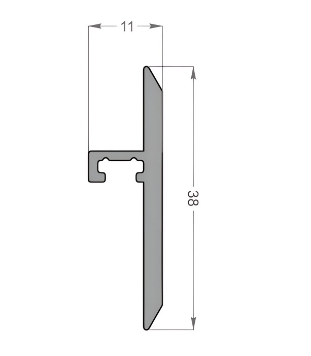 Стыковочный порожек напольный из алюминия 38х11 мм Мега-Трейд 9155 серебро 3 м