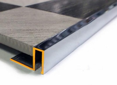 Профиль П-образный закладной из латуни 10х10 мм ЛПО-П10/10 Хром полированный 2,7 м