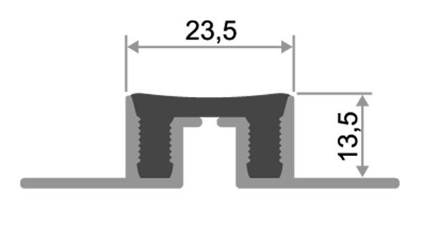 Порог закладной противоскользящий 24х14 мм Евроступень К Серый 2,5 м