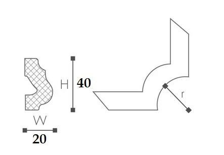 Декоративный уголок для потолочного плинтуса NMC Nomastyl O24 20х40 (кмп 4 штуки)